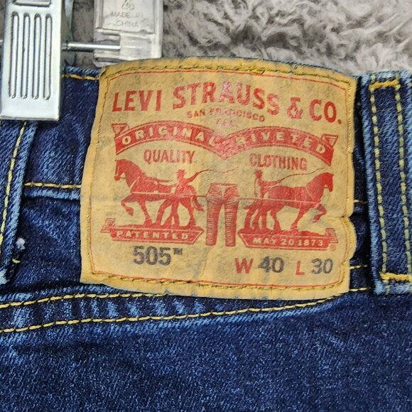 Levis Jeans Mens 40x30 505 Dark Wash Stretch High Rise Regular Fit Straight Leg - Picture 9 of 14